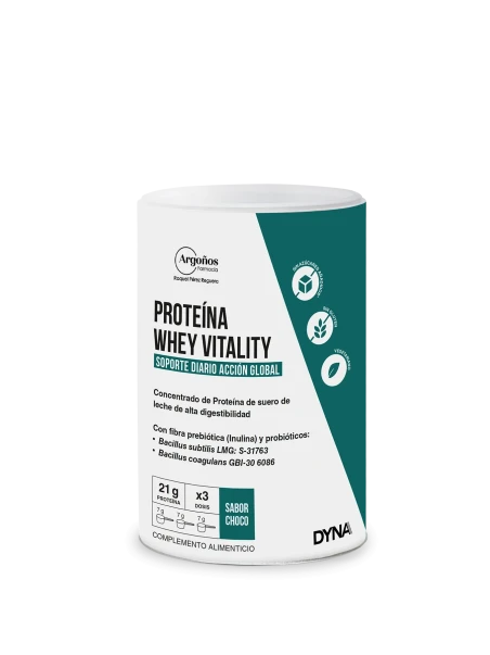 Proteína Whey Vitality Chocolate y vainilla con probióticos y fibra prebiótica