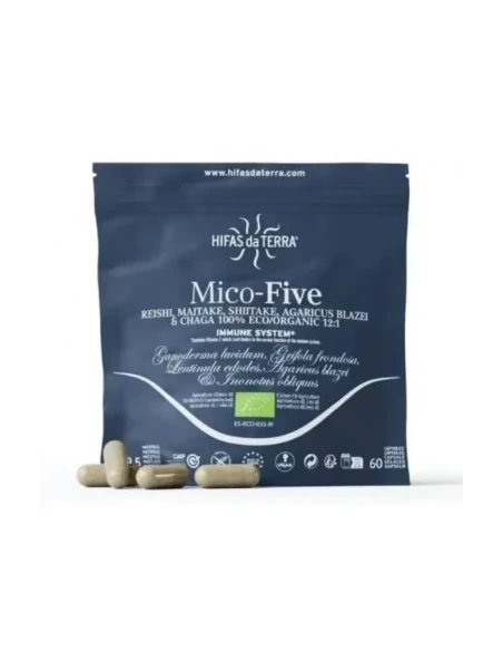 Mico-Five Extractos puros de Reishi, Shiitake, Maitake, Champiñón del sol y Chaga