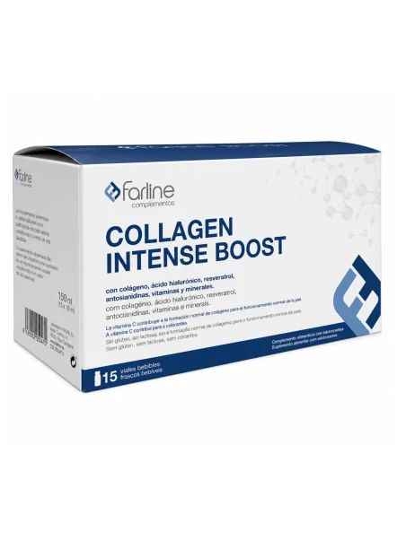 Farline Collagen Intense Boost 15 viales bebibles – Colágeno con ácido hialurónico y resveratrol